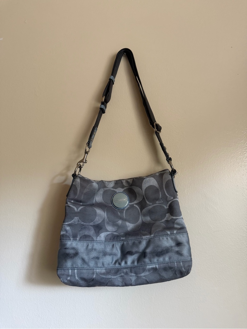Coach Gray Signature Jacquard Y2K Shoulder Bag